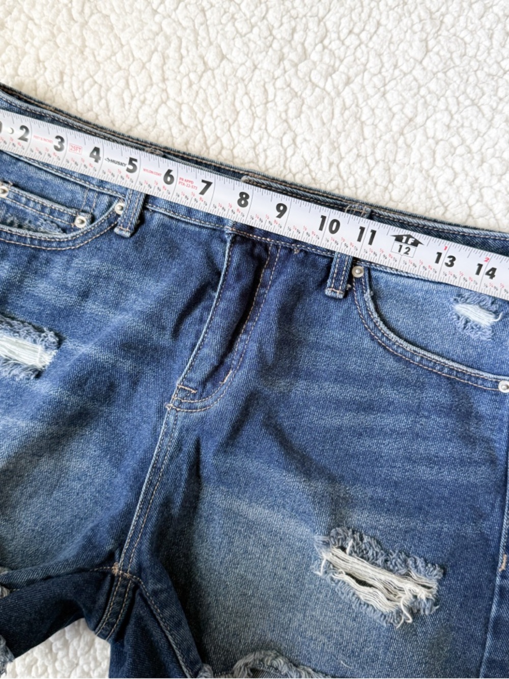 Time and Tru Dark Blue Distressed Denim Shorts - Picture 6 of 6